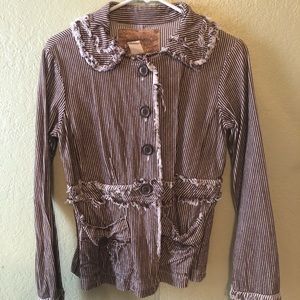 Brown and white pin strip jacket.